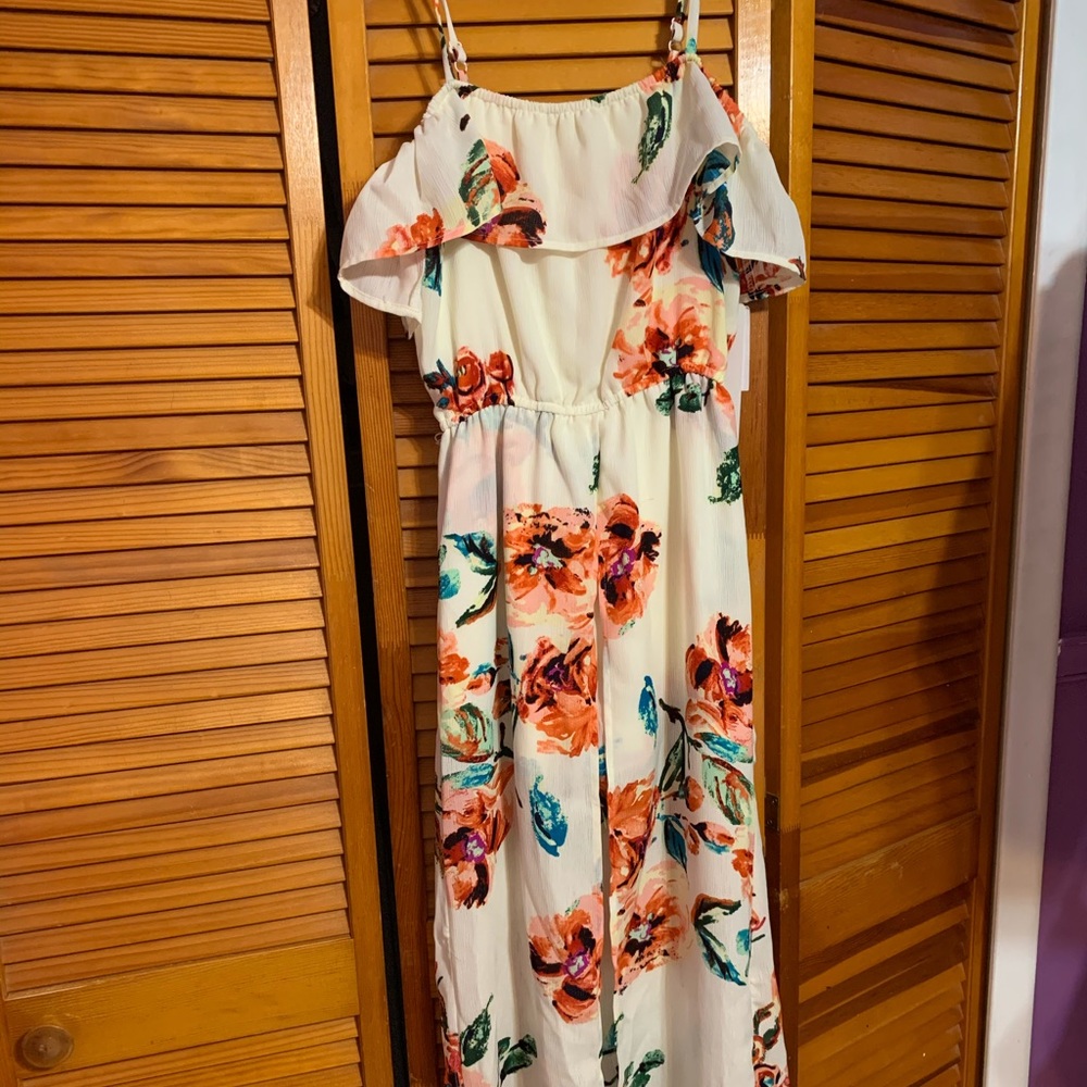 White floral romper dress